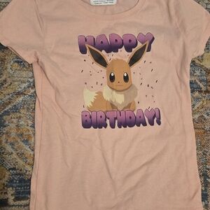 Kids Size 6 Pink Eevee Happy Birthday T-Shirt